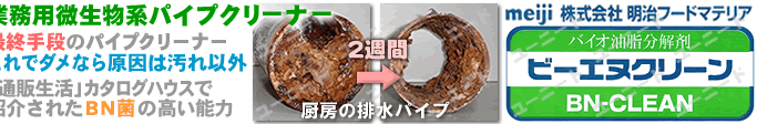 年月をかけてたまった油よごが原因、固く変質した油よごれはビーエヌクリーンで分解できます。